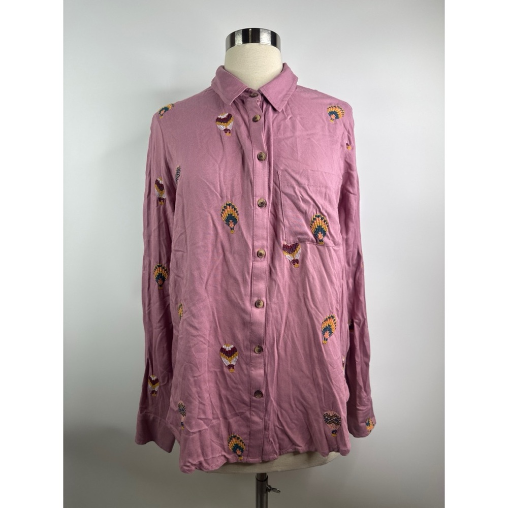 Anthropologie embroidered balloons long sleeve button up women’s shirt